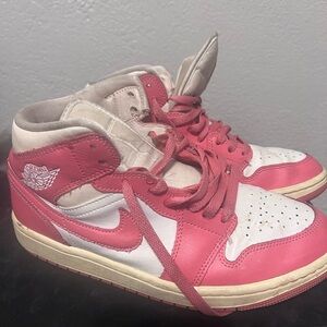 Nike Air Jordan 1 Mid Pink & White Women's Sneakers